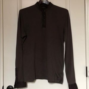 ALLSAINTS band collar long sleeve polo size small